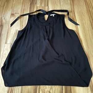 41 Hawthorn Sleeveless Blouse Women’s Size 2x In Black Faux Wrap Tie Back